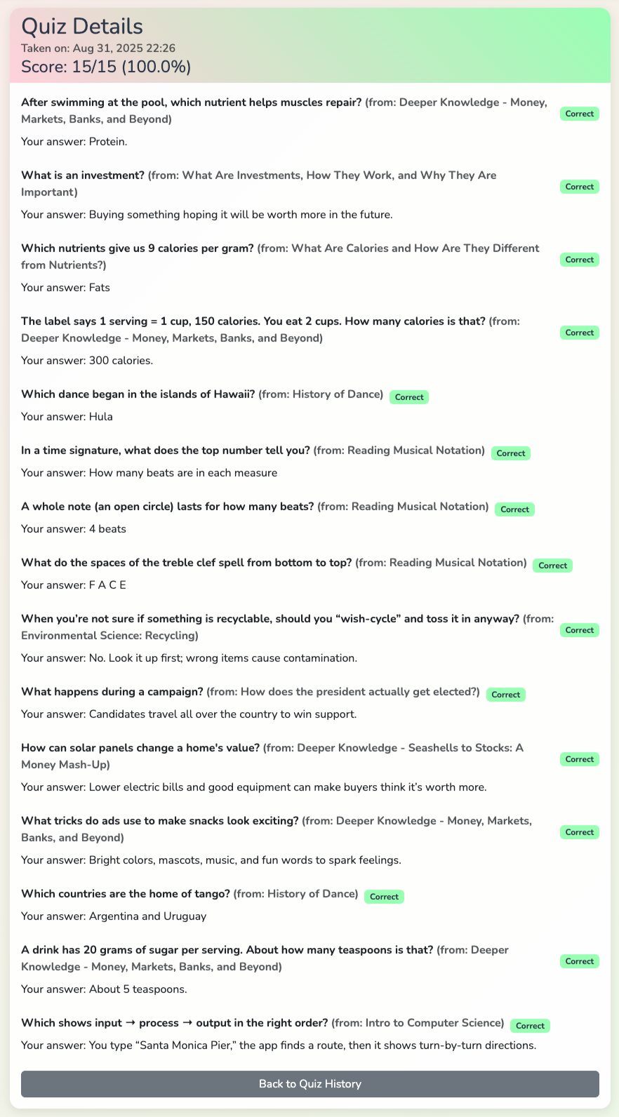 Quiz System Details